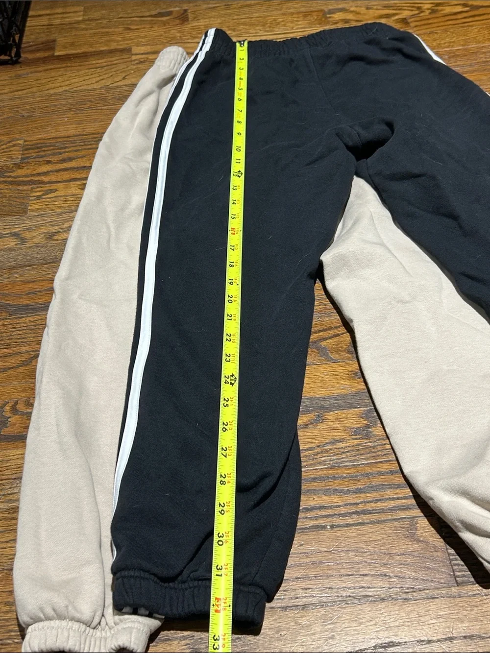 2 Pair 10/12 adidas Kids Beige and Black Jogger Sweatpants